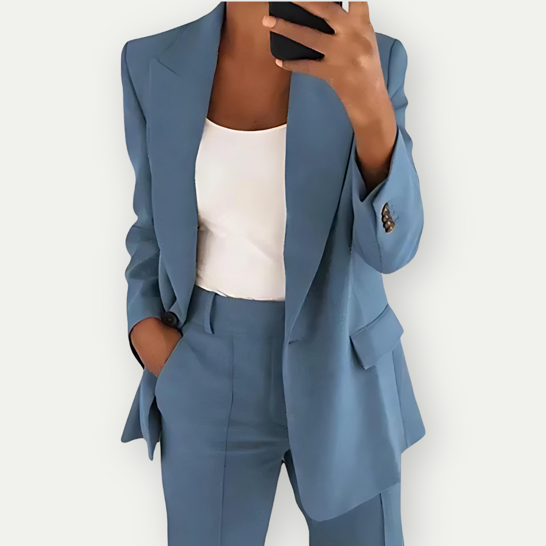 Arabella Stonewick | Tailored Navy Blazer & Trouser Suit Set For Women