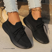 Roslyn Whitmore | White Knit Low Top Fashion Sneakers For Women