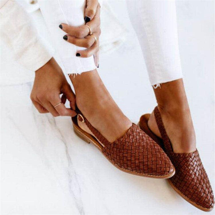 Harriet Dunmore | Woven Leather Slingback Flat Sandals For Women
