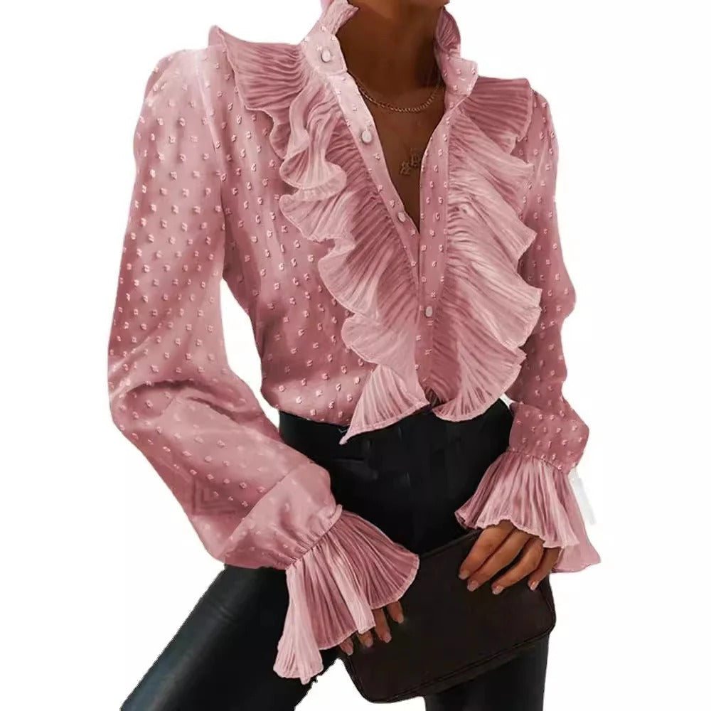 Genevieve Stormwell | Ruffled Long Sleeve Blouse For Women