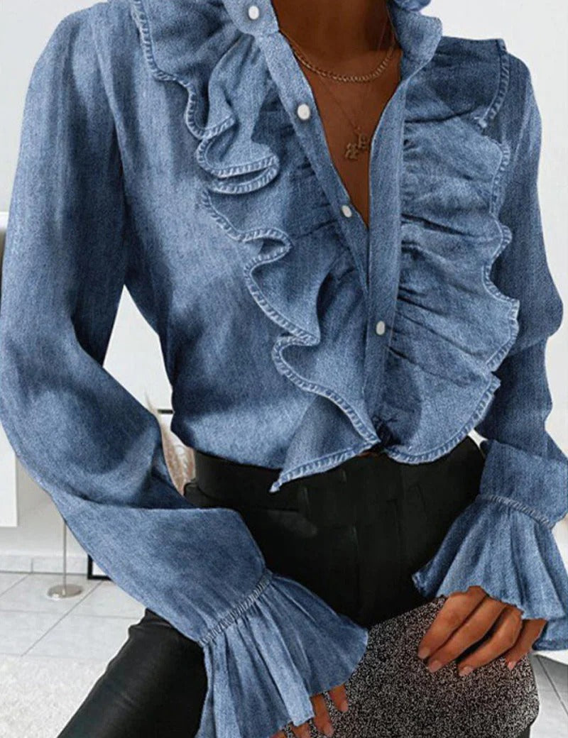 Genevieve Stormwell | Ruffled Long Sleeve Blouse For Women