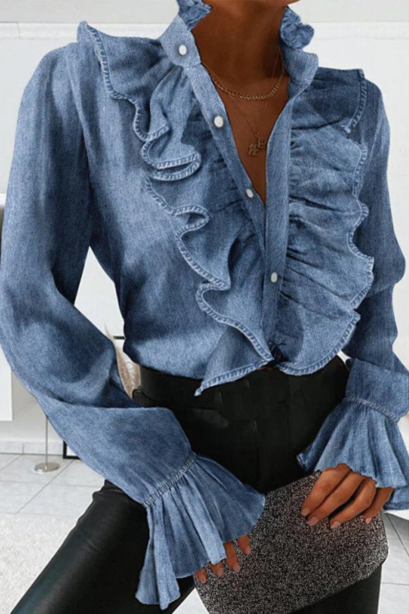Genevieve Stormwell | Ruffled Long Sleeve Blouse For Women