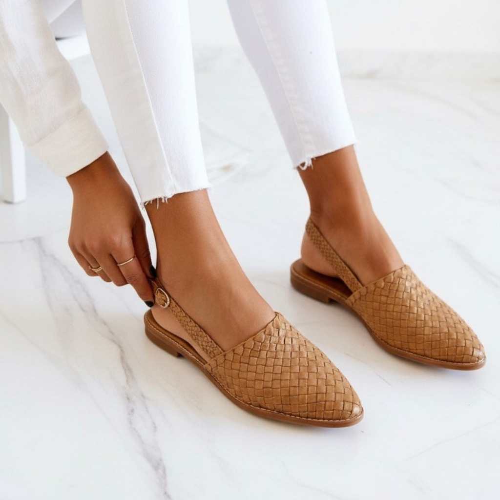 Harriet Dunmore | Woven Leather Slingback Flat Sandals For Women