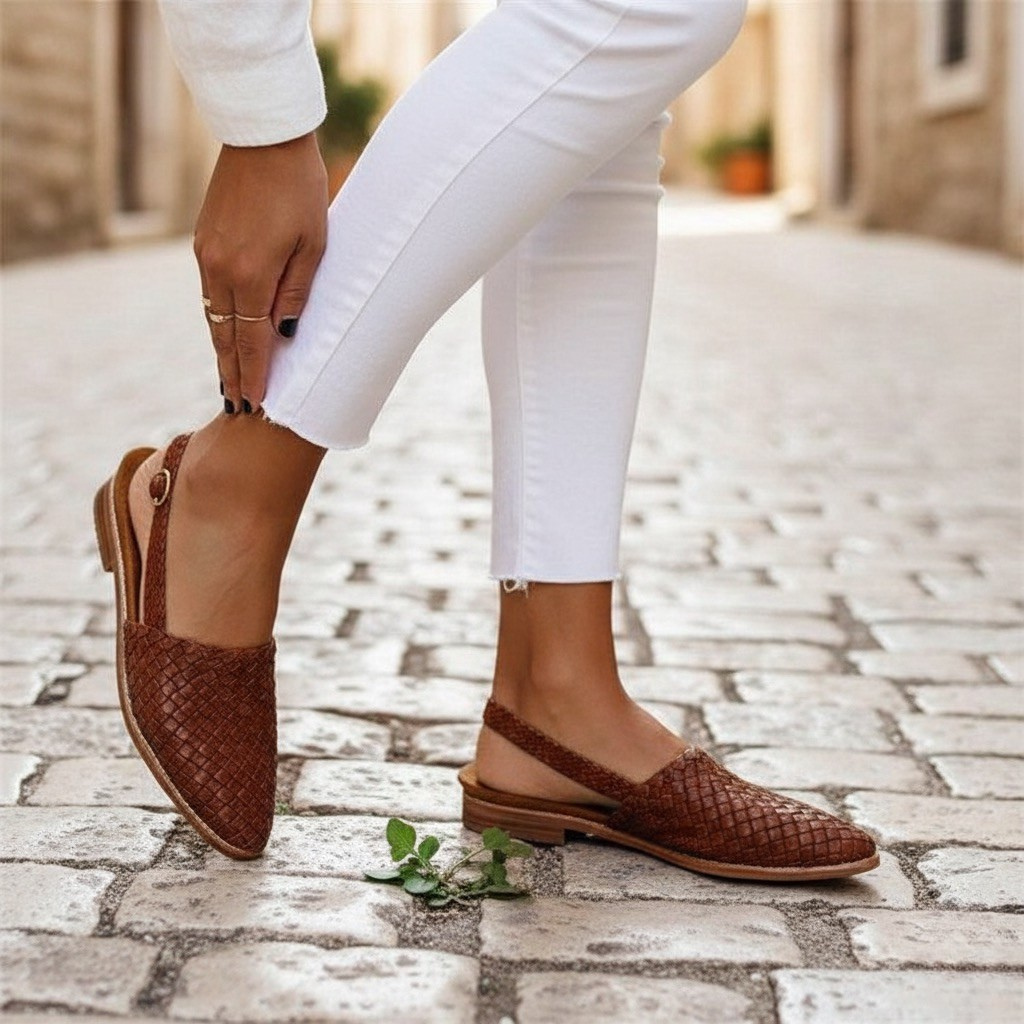 Harriet Dunmore | Woven Leather Slingback Flat Sandals For Women