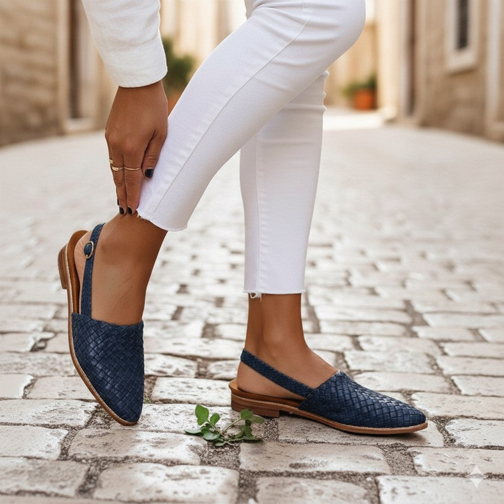 Harriet Dunmore | Woven Leather Slingback Flat Sandals For Women