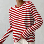 Pamela Ashgrove | Striped Long Sleeve Knit Sweater For Women