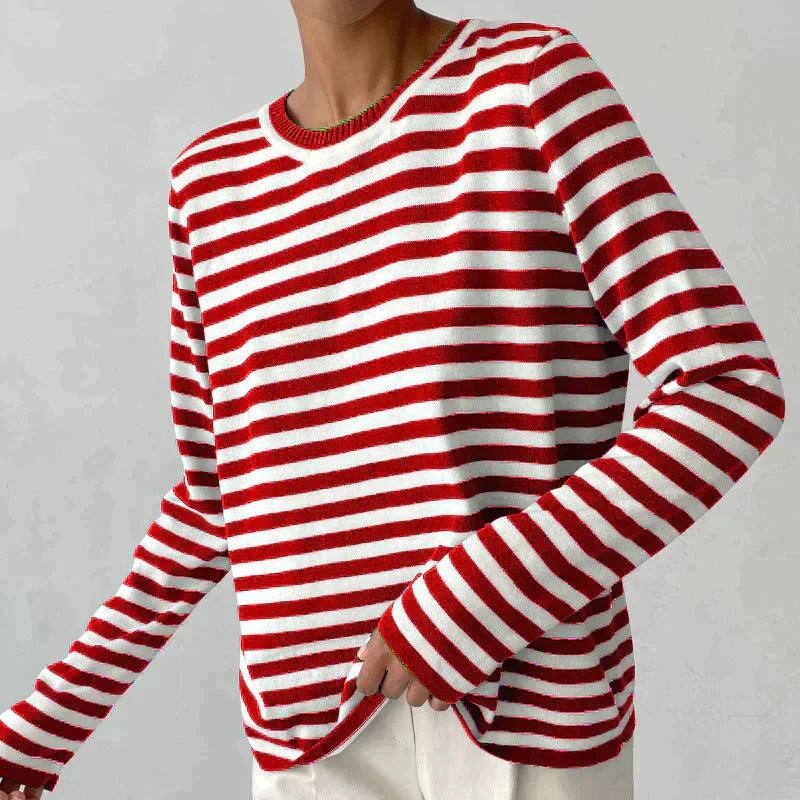 Pamela Ashgrove | Striped Long Sleeve Knit Sweater For Women