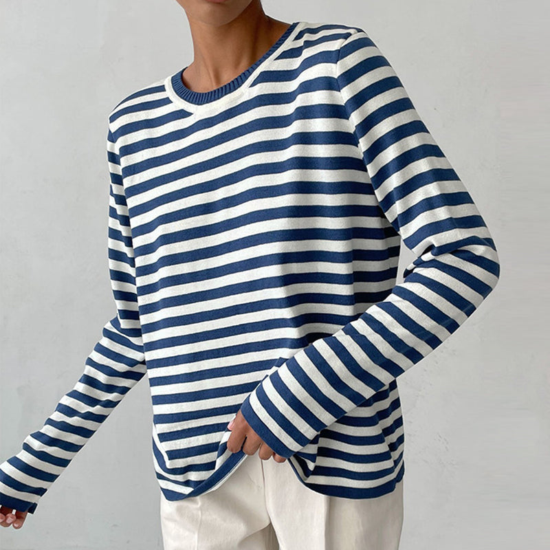 Pamela Ashgrove | Striped Long Sleeve Knit Sweater For Women