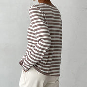 Pamela Ashgrove | Striped Long Sleeve Knit Sweater For Women