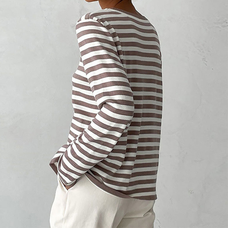 Pamela Ashgrove | Striped Long Sleeve Knit Sweater For Women