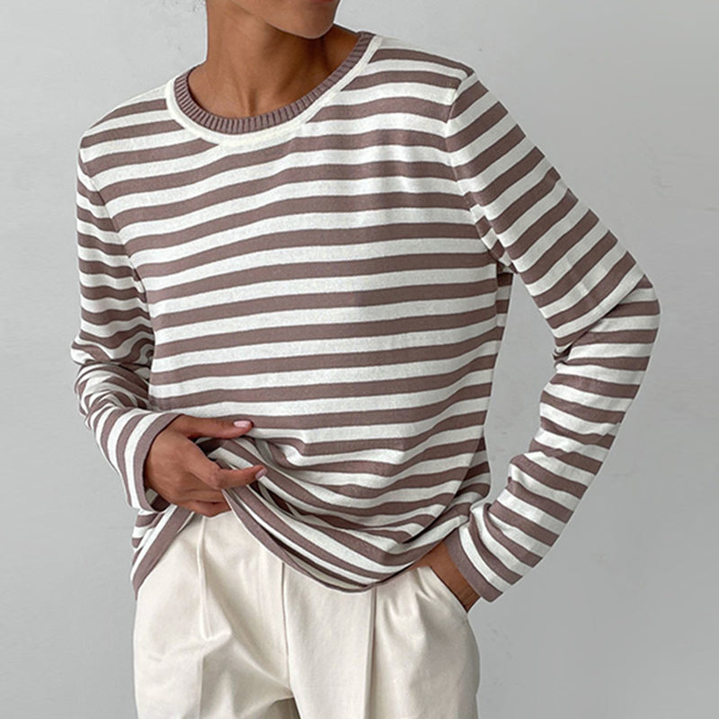 Pamela Ashgrove | Striped Long Sleeve Knit Sweater For Women