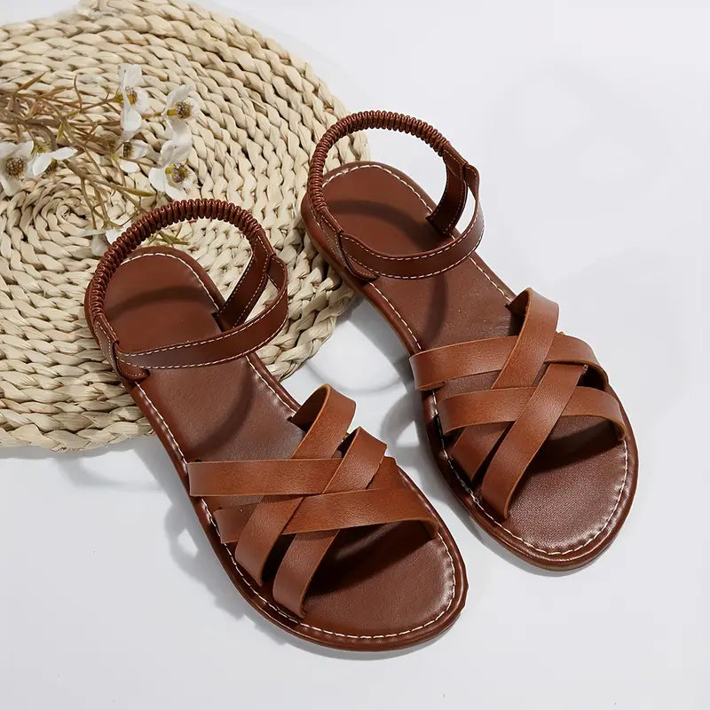 Harriet Collingsworth | Woven Flat Ankle Strap Sandals For Women
