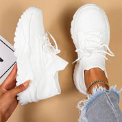 Felicity Dunmore | White Knit Lace-Up Sneakers For Women