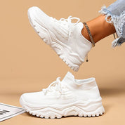 Felicity Dunmore | White Knit Lace-Up Sneakers For Women