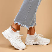 Felicity Dunmore | White Knit Lace-Up Sneakers For Women