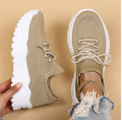 Felicity Dunmore | White Knit Lace-Up Sneakers For Women