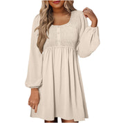 Harriet Langford | Smocked Square Neck Puff Sleeve Mini Dress For Women