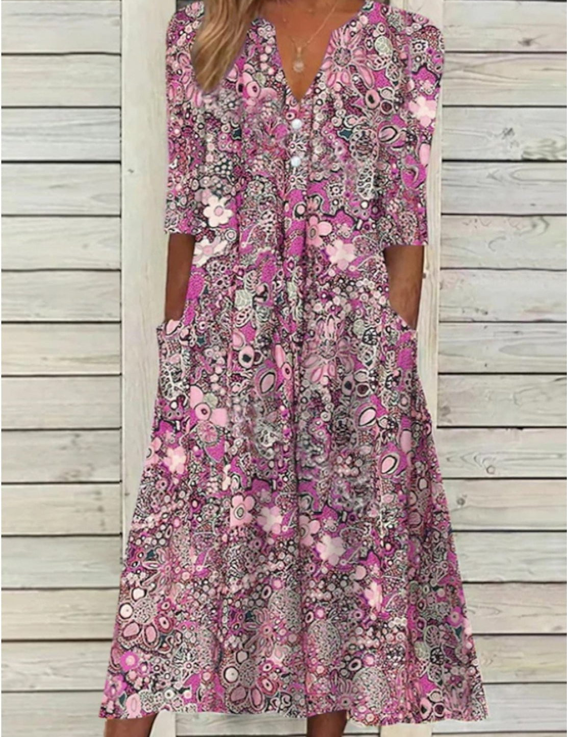 Diana Wrenshaw | Floral Print Midi Dress For Women