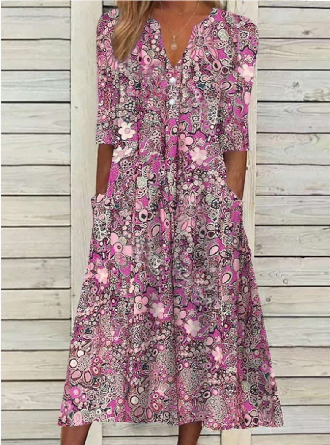 Diana Wrenshaw | Floral Print Midi Dress For Women