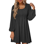 Harriet Langford | Smocked Square Neck Puff Sleeve Mini Dress For Women