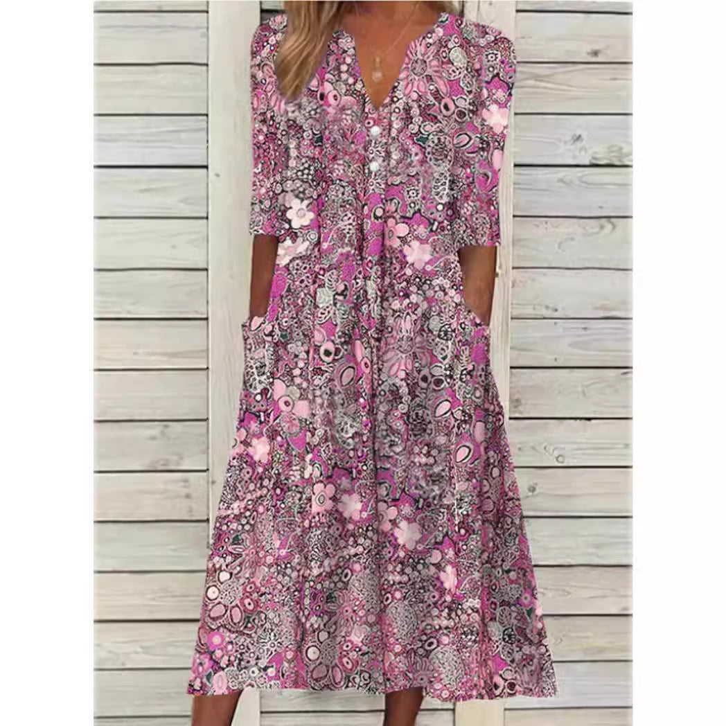 Diana Wrenshaw | Floral Print Midi Dress For Women