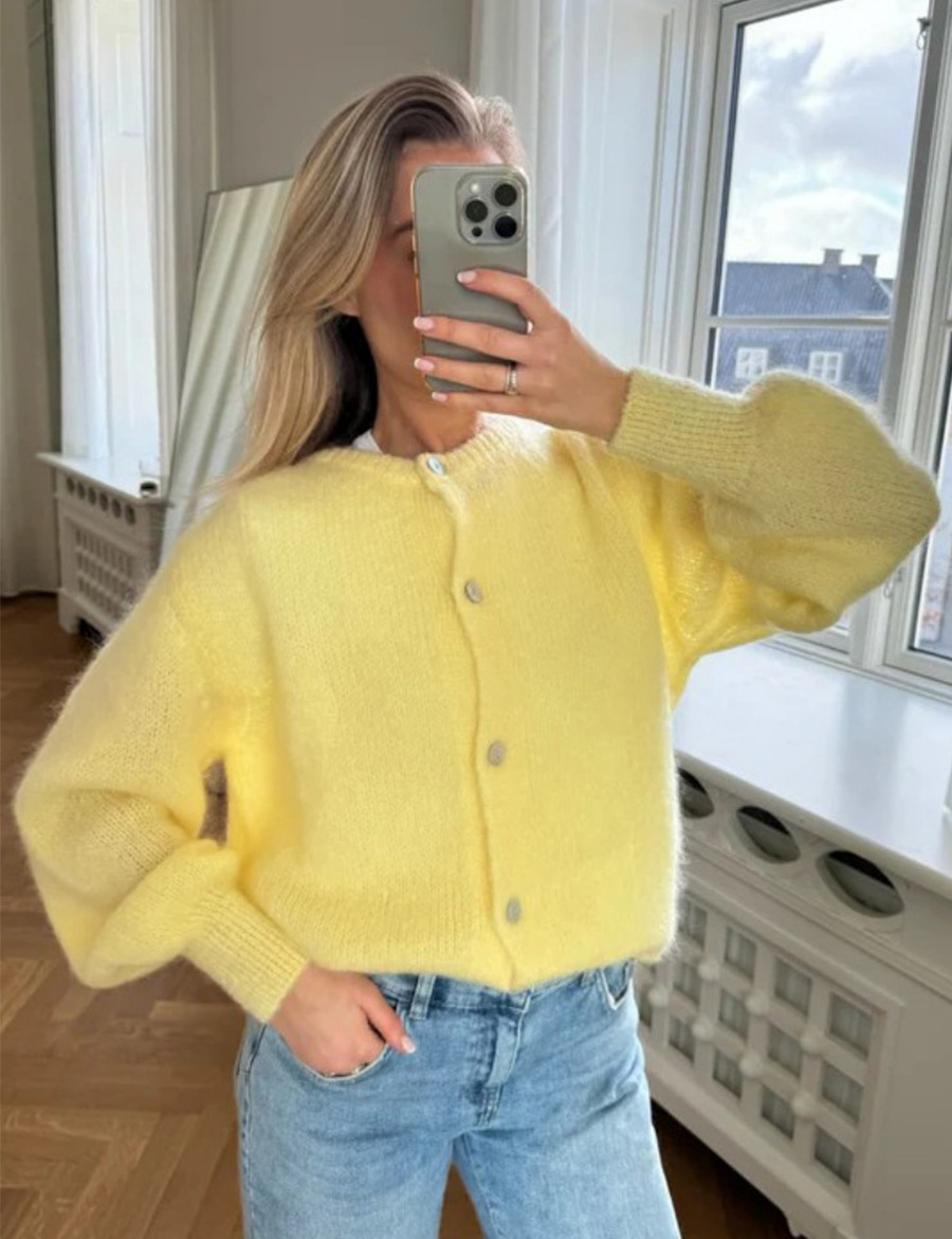 Celeste Ravenwood | Fluffy Button-Front Cardigan For Women