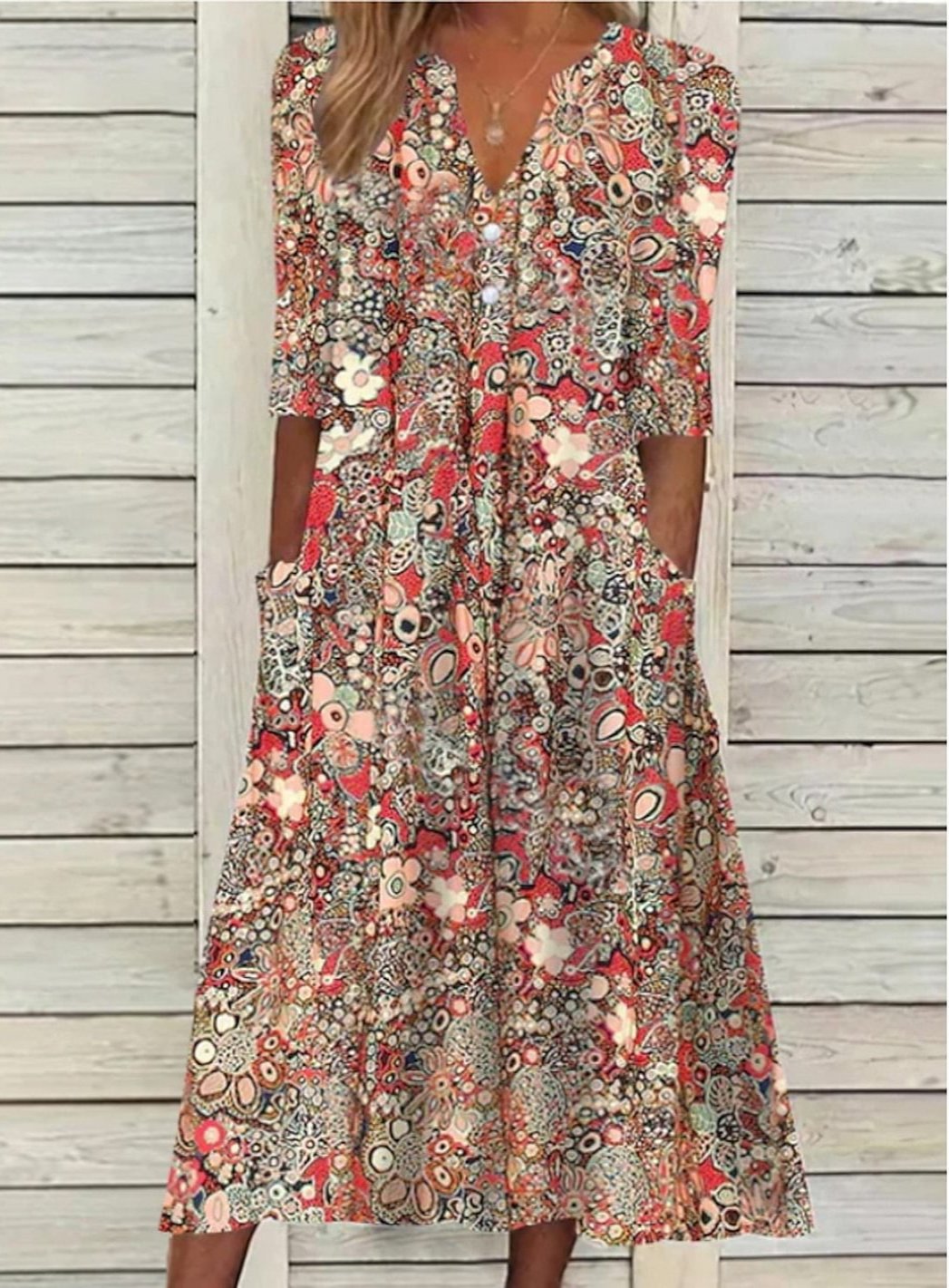 Diana Wrenshaw | Floral Print Midi Dress For Women