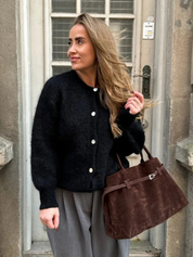 Celeste Ravenwood | Fluffy Button-Front Cardigan For Women