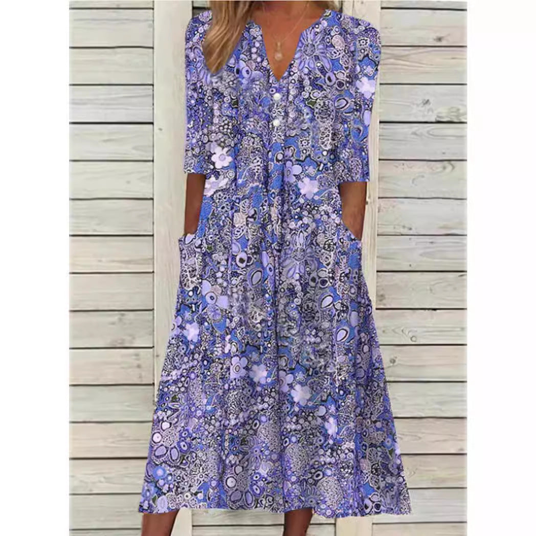 Diana Wrenshaw | Floral Print Midi Dress For Women