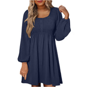 Harriet Langford | Smocked Square Neck Puff Sleeve Mini Dress For Women