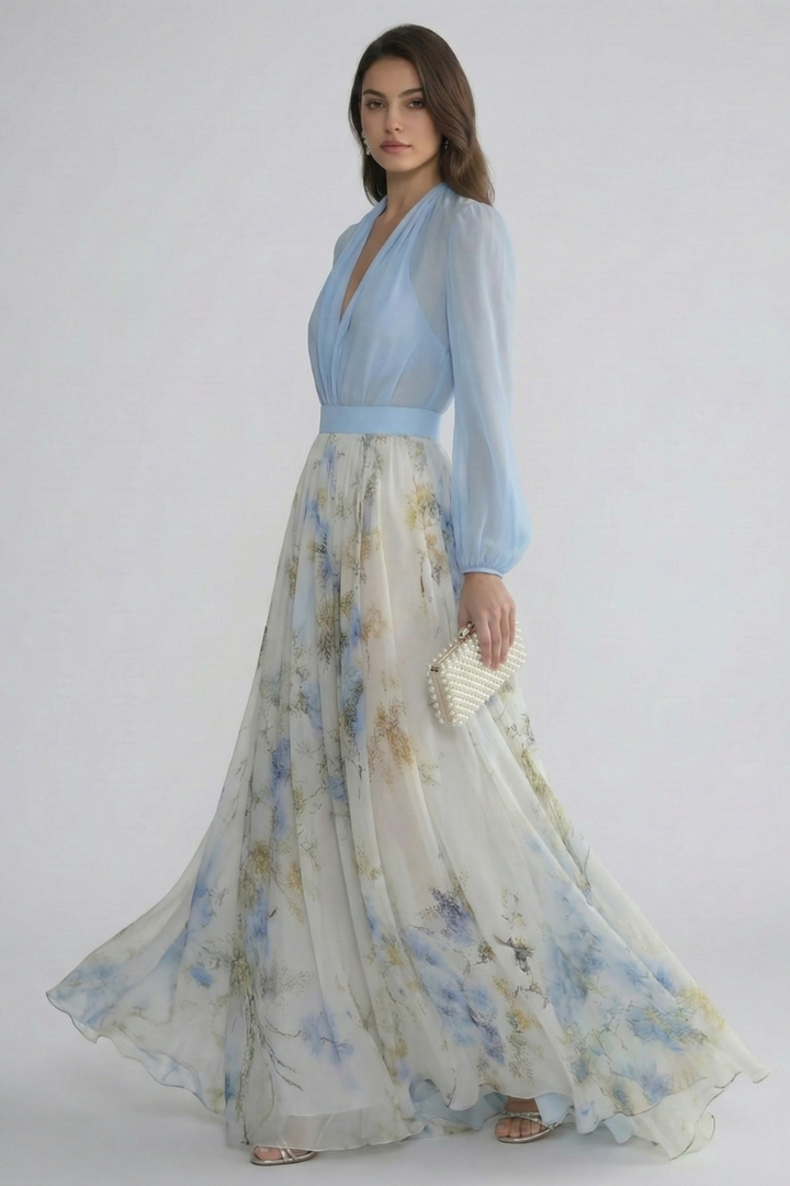 Estelle Beaumont | Floral Chiffon Maxi Dress For Women