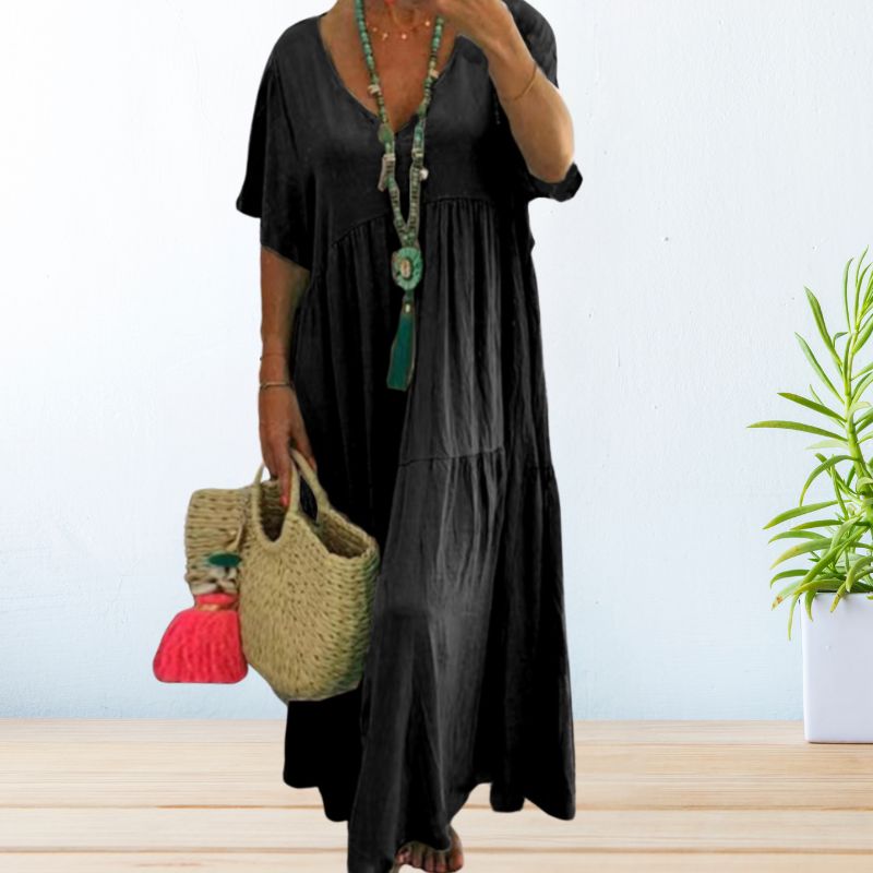 Margaux Delvigne | Relaxed V-Neck Tiered Maxi Dress For Women