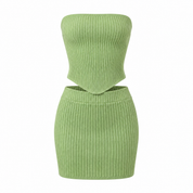 Marina Hollingsworth | Ribbed Knit Tube Top Mini Skirt Set For Women