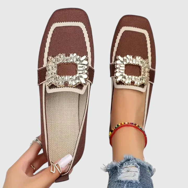 Arabelle Fontcourt | Embellished Buckle Flat Loafer For Women