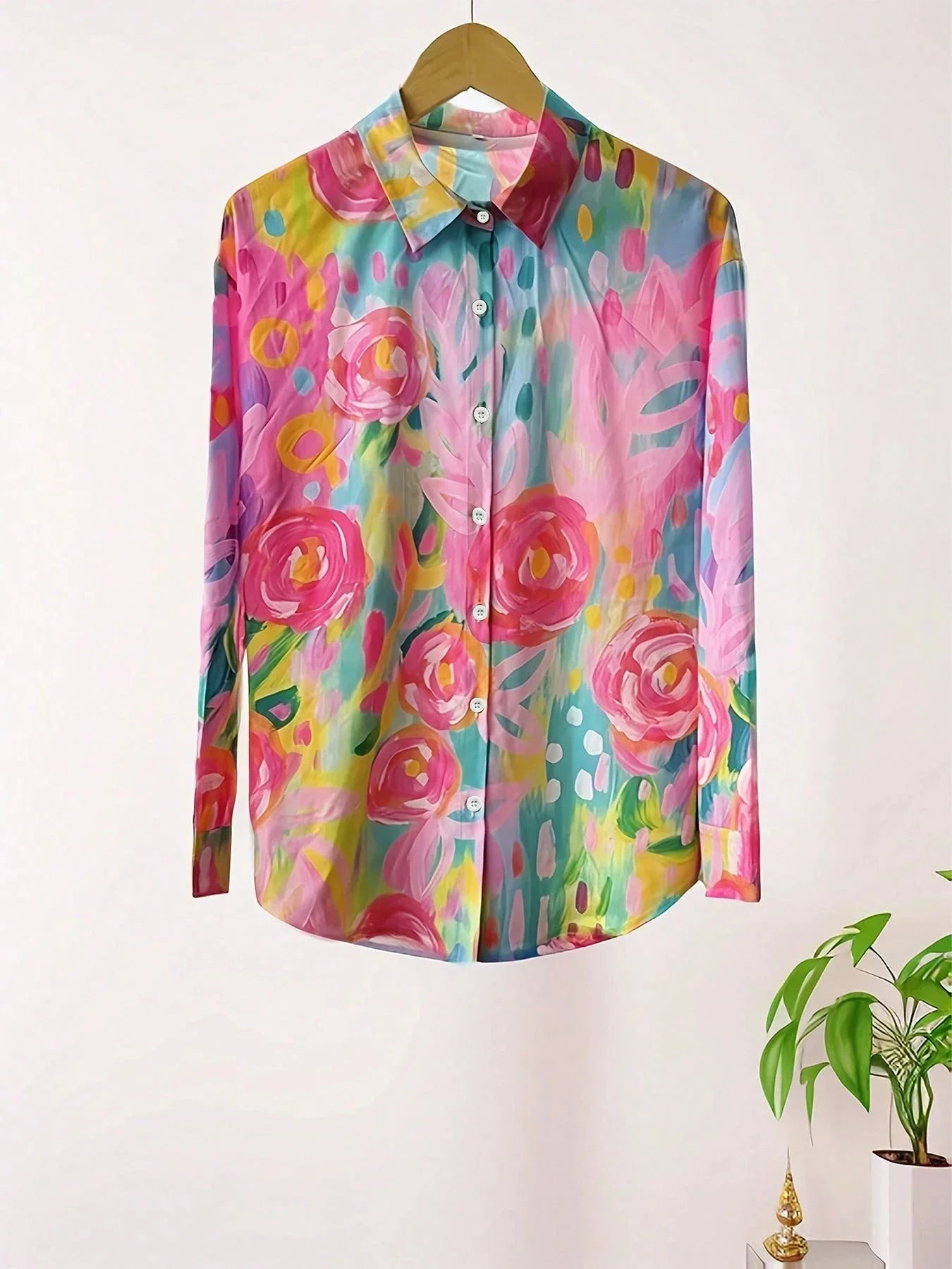 Suzette Harlow | Vibrant Floral Print Long Sleeve Blouse For Women