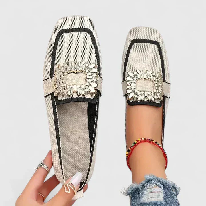 Arabelle Fontcourt | Embellished Buckle Flat Loafer For Women