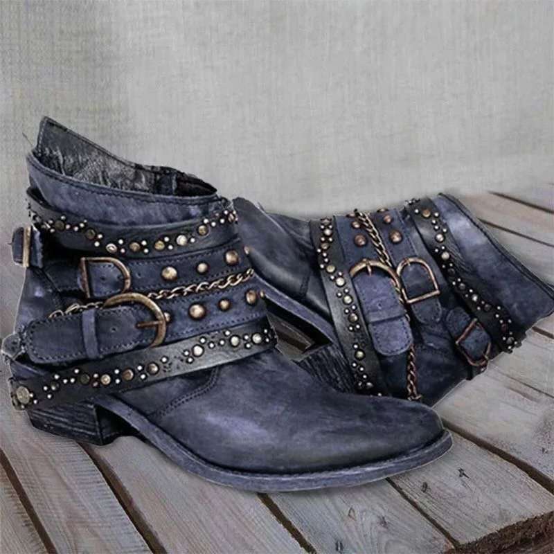 Harriet Collingdale | Studded Biker Ankle Boots For Women