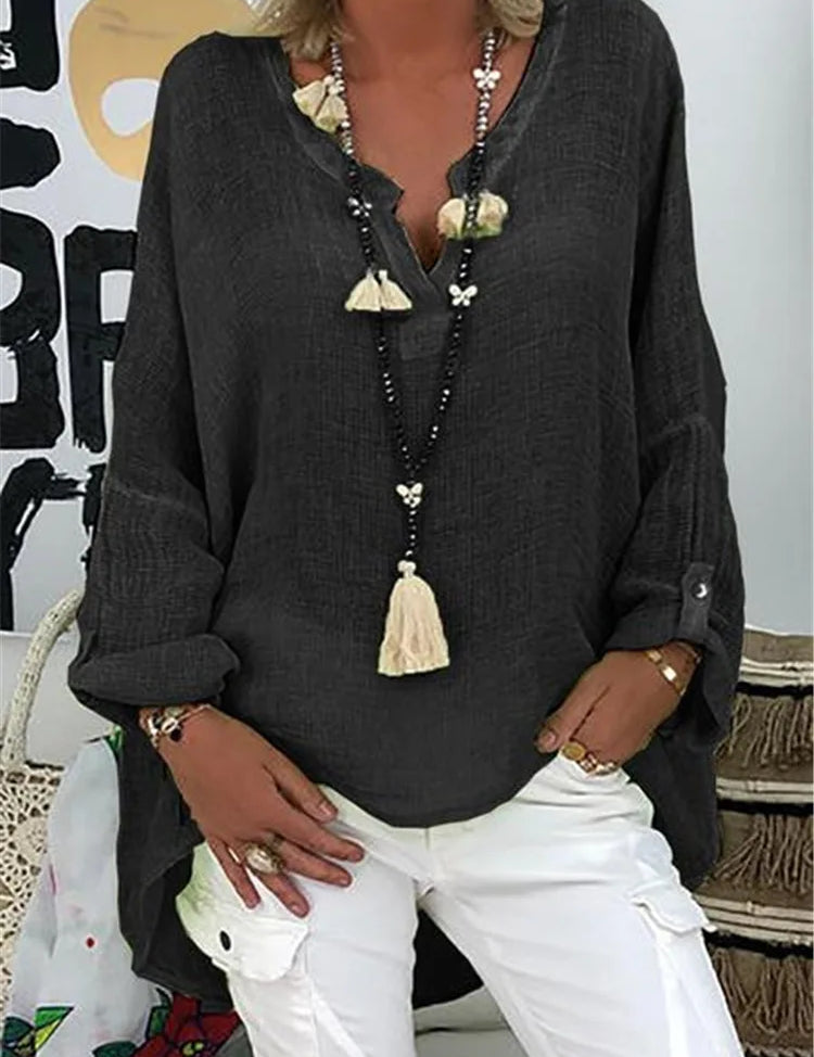 Serena Caldwell | Relaxed Long Sleeve Cotton Blouse For Women