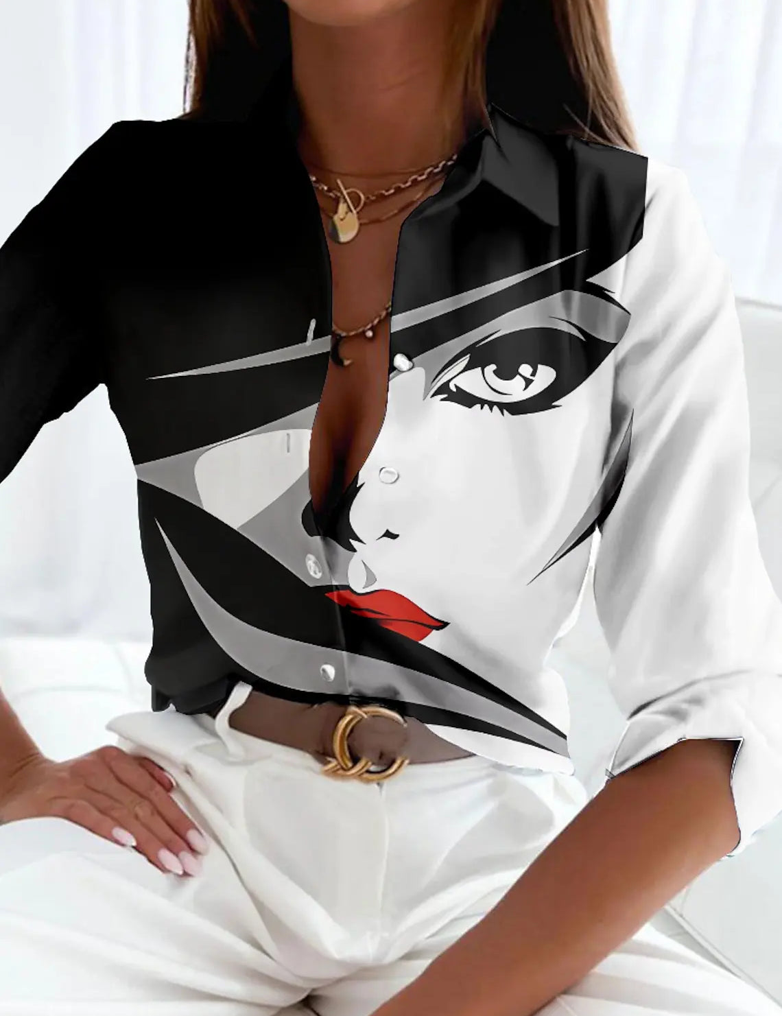 Claudia Pemberton | Geometric Colour Block Long Sleeve Shirt For Women