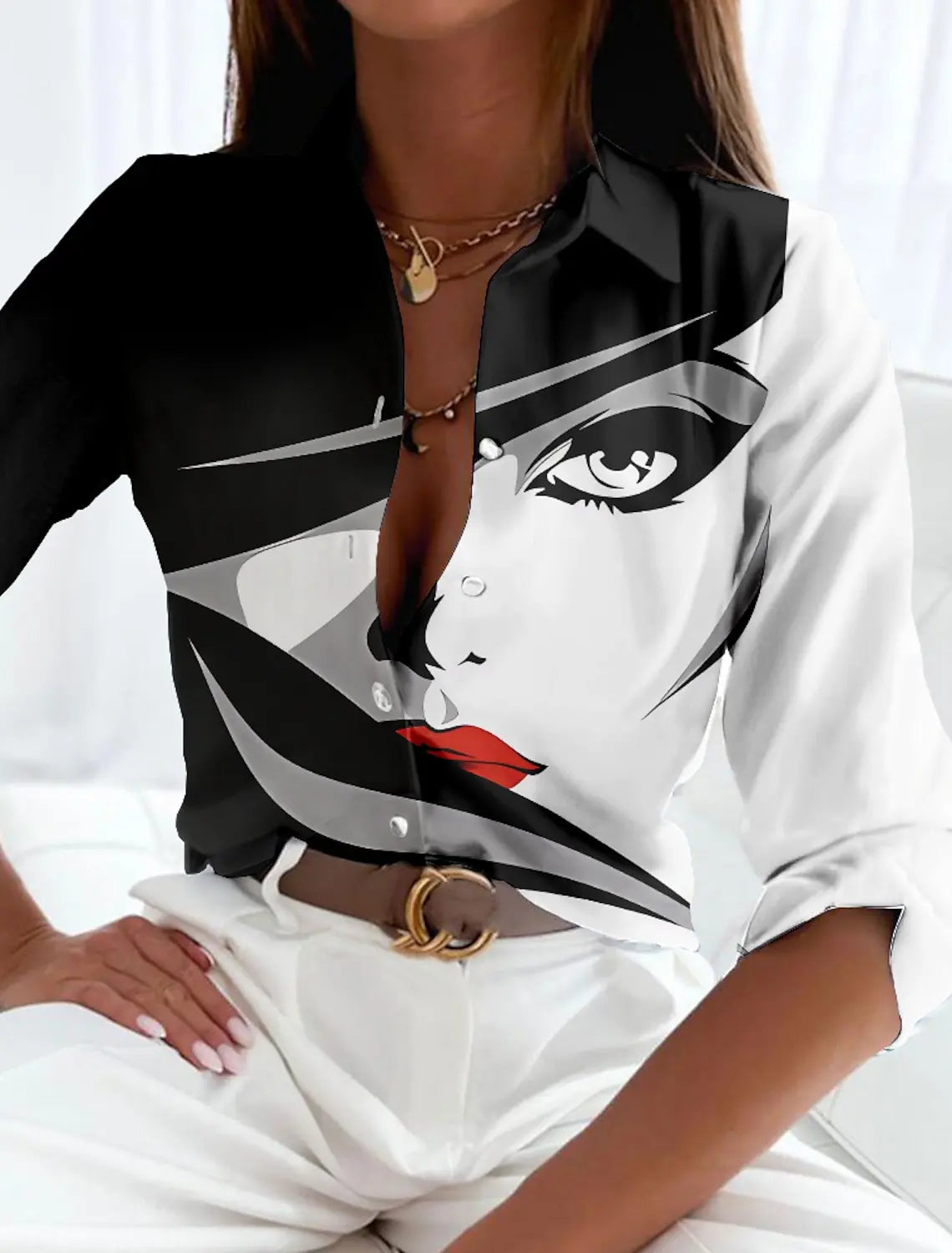 Claudia Pemberton | Geometric Colour Block Long Sleeve Shirt For Women