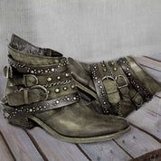Harriet Collingdale | Studded Biker Ankle Boots For Women