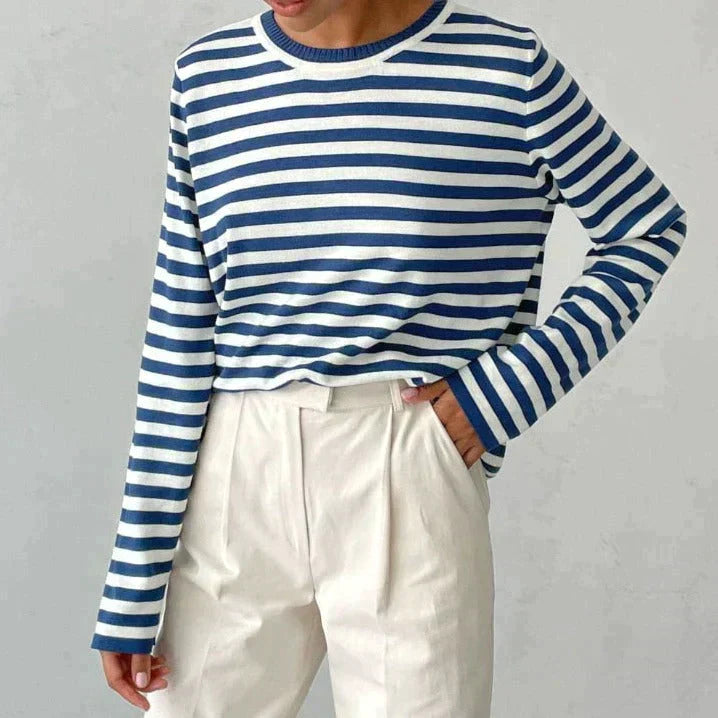 Pamela Ashgrove | Striped Long Sleeve Knit Sweater For Women