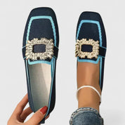 Arabelle Fontcourt | Embellished Buckle Flat Loafer For Women