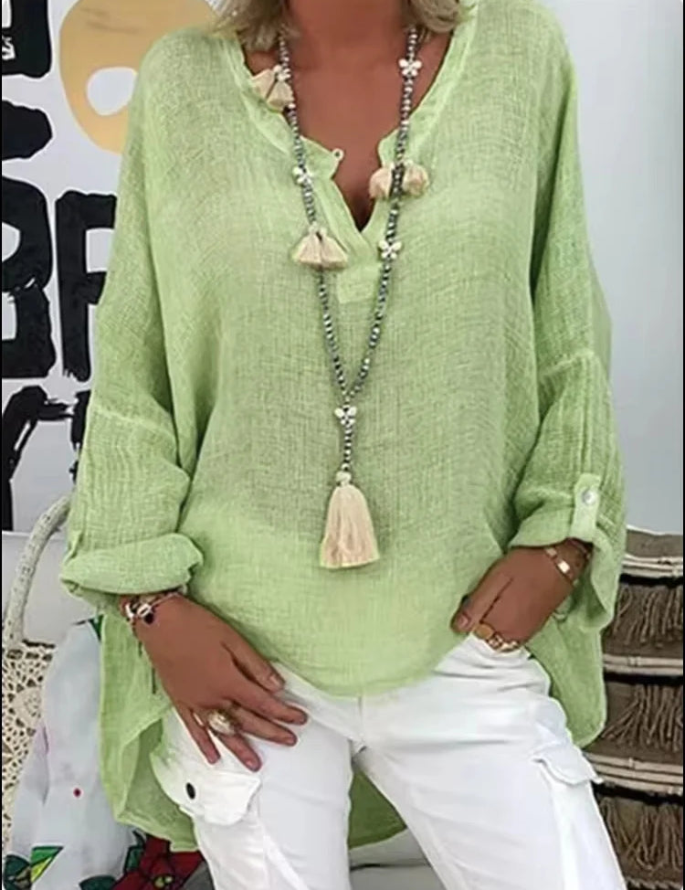 Serena Caldwell | Relaxed Long Sleeve Cotton Blouse For Women