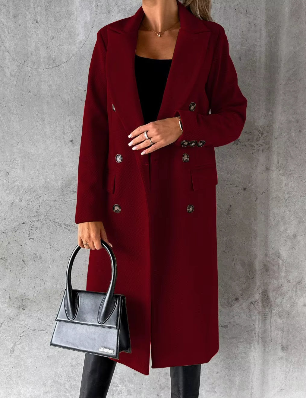 Henriette Colbourne | Double-Breasted Longline Wool-Blend Coat For Women