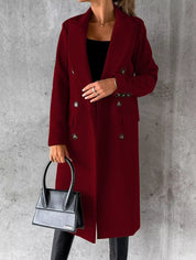 Henriette Colbourne | Double-Breasted Longline Wool-Blend Coat For Women