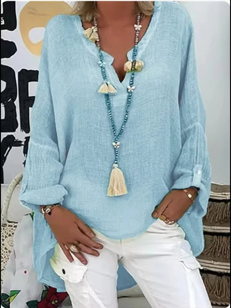 Serena Caldwell | Relaxed Long Sleeve Cotton Blouse For Women