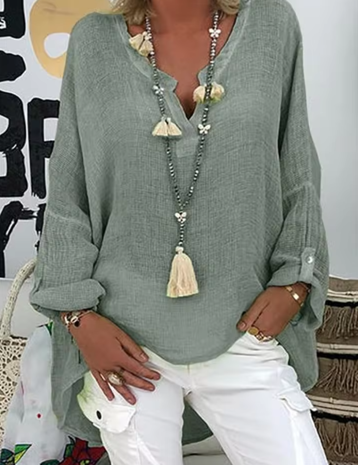Serena Caldwell | Relaxed Long Sleeve Cotton Blouse For Women