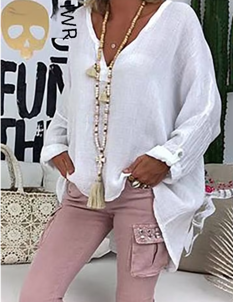 Serena Caldwell | Relaxed Long Sleeve Cotton Blouse For Women