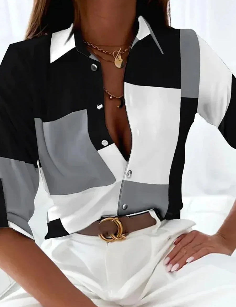 Claudia Pemberton | Geometric Colour Block Long Sleeve Shirt For Women